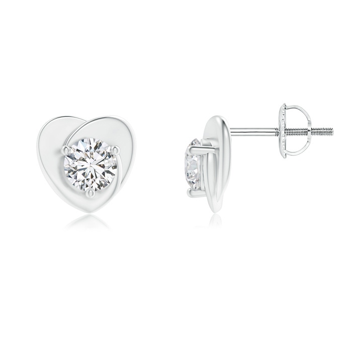 4.4mm HSI2 Solitaire Round Diamond Heart Stud Earrings in P950 Platinum 