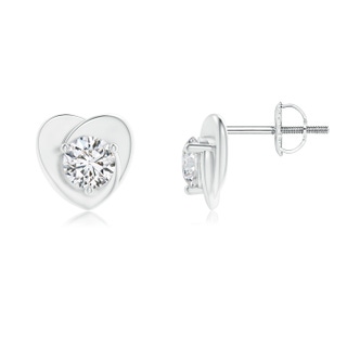 4.4mm HSI2 Solitaire Round Diamond Heart Stud Earrings in White Gold