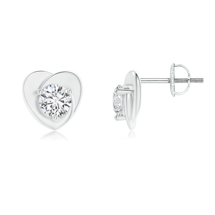 4.4mm HSI2 Solitaire Round Diamond Heart Stud Earrings in White Gold 