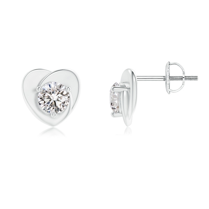 4.4mm IJI1I2 Solitaire Round Diamond Heart Stud Earrings in White Gold 