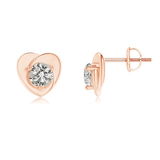 4.4mm KI3 Solitaire Round Diamond Heart Stud Earrings in 9K Rose Gold