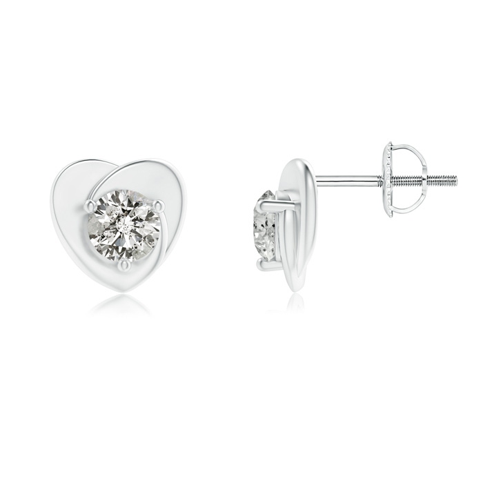 4.4mm KI3 Solitaire Round Diamond Heart Stud Earrings in White Gold 