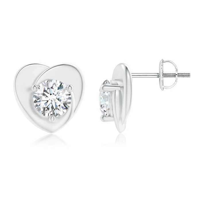 5.5mm GVS2 Solitaire Round Diamond Heart Stud Earrings in White Gold 