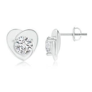 5.5mm HSI2 Solitaire Round Diamond Heart Stud Earrings in P950 Platinum