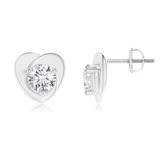 5mm GVS2 Solitaire Round Diamond Heart Stud Earrings in P950 Platinum