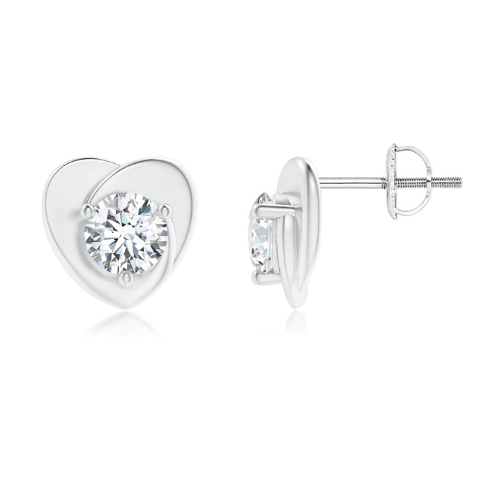 5mm GVS2 Solitaire Round Diamond Heart Stud Earrings in White Gold