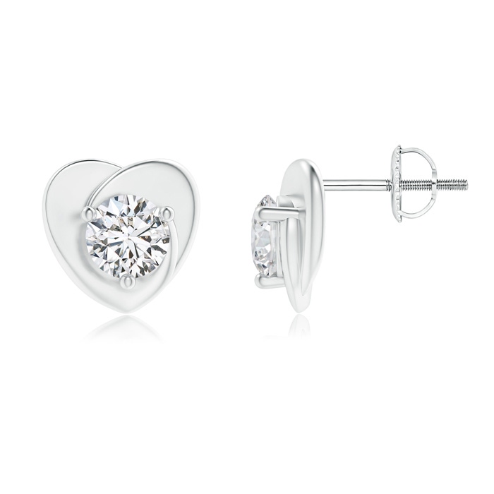 5mm HSI2 Solitaire Round Diamond Heart Stud Earrings in P950 Platinum 
