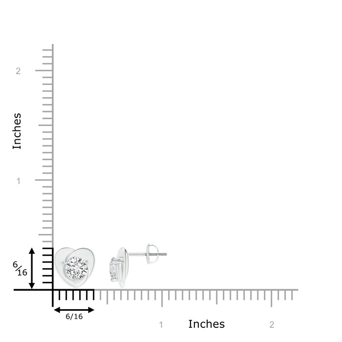 5mm HSI2 Solitaire Round Diamond Heart Stud Earrings in P950 Platinum product image