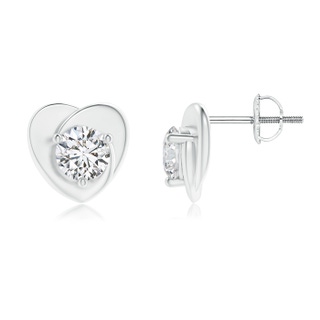 5mm HSI2 Solitaire Round Diamond Heart Stud Earrings in White Gold