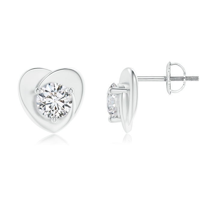 5mm HSI2 Solitaire Round Diamond Heart Stud Earrings in White Gold 