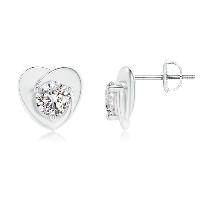5mm IJI1I2 Solitaire Round Diamond Heart Stud Earrings in P950 Platinum 
