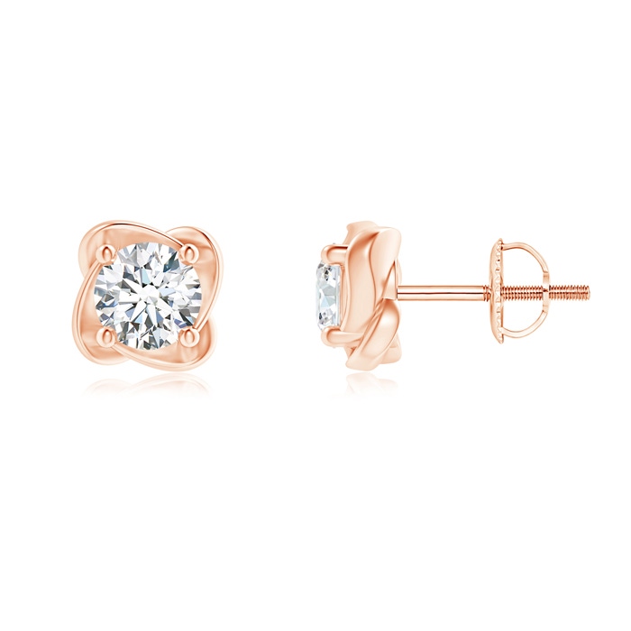 4.1mm GVS2 Solitaire Round Diamond Pinwheel Stud Earrings in Rose Gold