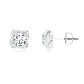 4.1mm GVS2 Solitaire Round Diamond Pinwheel Stud Earrings in White Gold