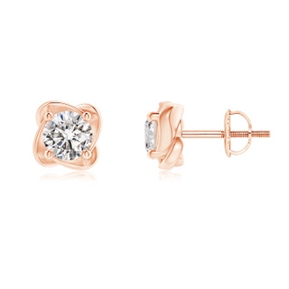 4.1mm IJI1I2 Solitaire Round Diamond Pinwheel Stud Earrings in Rose Gold