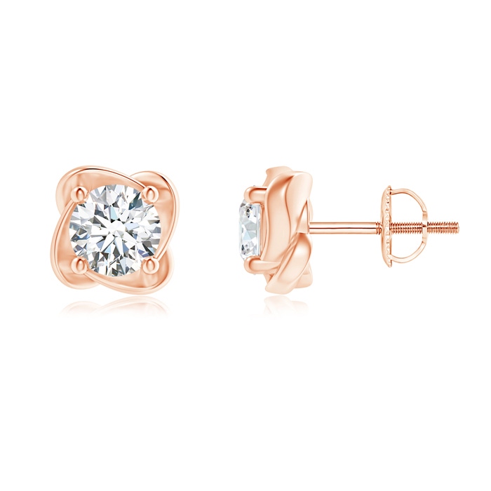 4.5mm GVS2 Solitaire Round Diamond Pinwheel Stud Earrings in Rose Gold 