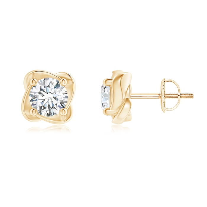 4.5mm GVS2 Solitaire Round Diamond Pinwheel Stud Earrings in Yellow Gold 