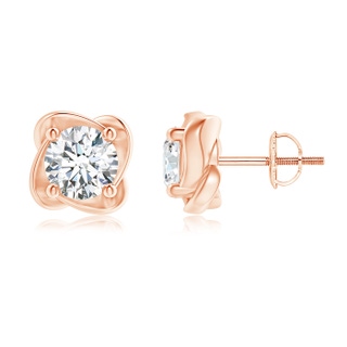 5.1mm GVS2 Solitaire Round Diamond Pinwheel Stud Earrings in Rose Gold