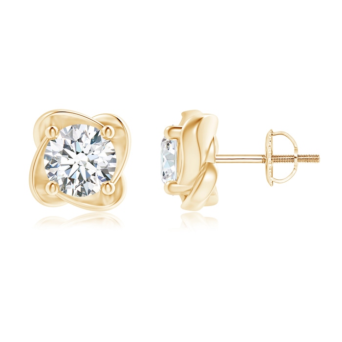 5.1mm GVS2 Solitaire Round Diamond Pinwheel Stud Earrings in Yellow Gold 