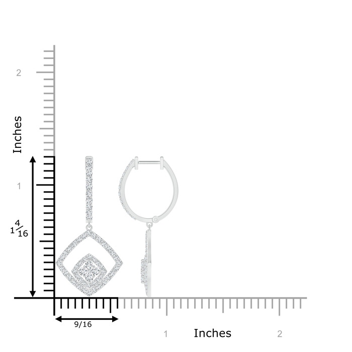 1.7mm GVS2 Pressure-Set Diamond Cluster Cushion Halo Dangle Earrings in P950 Platinum product image