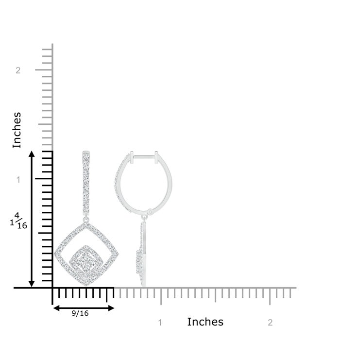 Pressure-Set Natural Diamond Clustre Cushion Halo Dangle Earrings