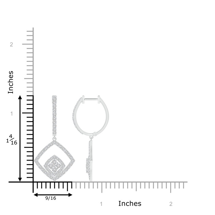 1.7mm HSI2 Pressure-Set Diamond Cluster Cushion Halo Dangle Earrings in P950 Platinum product image