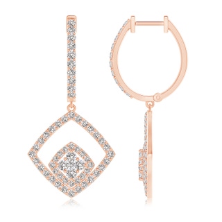 1.7mm IJI1I2 Pressure-Set Diamond Clustre Cushion Halo Dangle Earrings in 10K Rose Gold