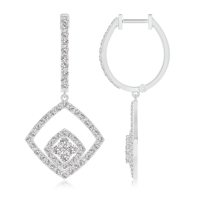 1.7mm IJI1I2 Pressure-Set Diamond Cluster Cushion Halo Dangle Earrings in P950 Platinum 