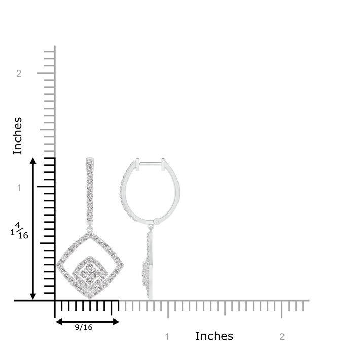 1.7mm IJI1I2 Pressure-Set Diamond Cluster Cushion Halo Dangle Earrings in P950 Platinum product image