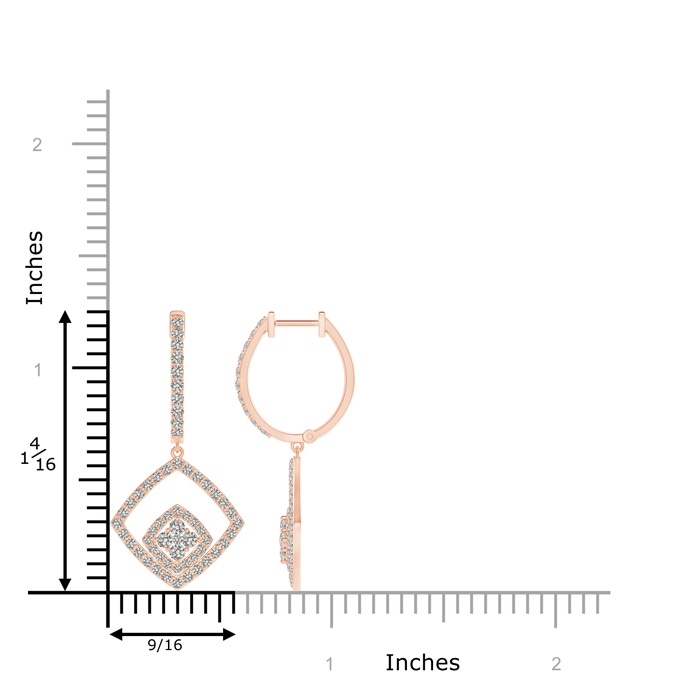 1.7mm KI3 Pressure-Set Diamond Cluster Cushion Halo Dangle Earrings in Rose Gold product image
