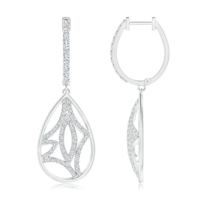 1.3mm GVS2 Diamond Lattice Drop Hoop Earrings in P950 Platinum