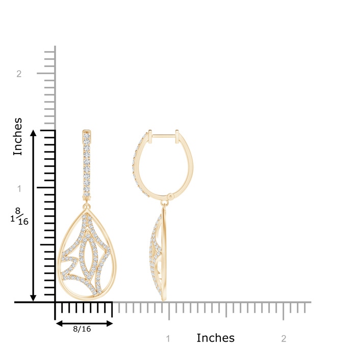 1.3mm GVS2 Diamond Lattice Drop Hoop Earrings in Yellow Gold product image