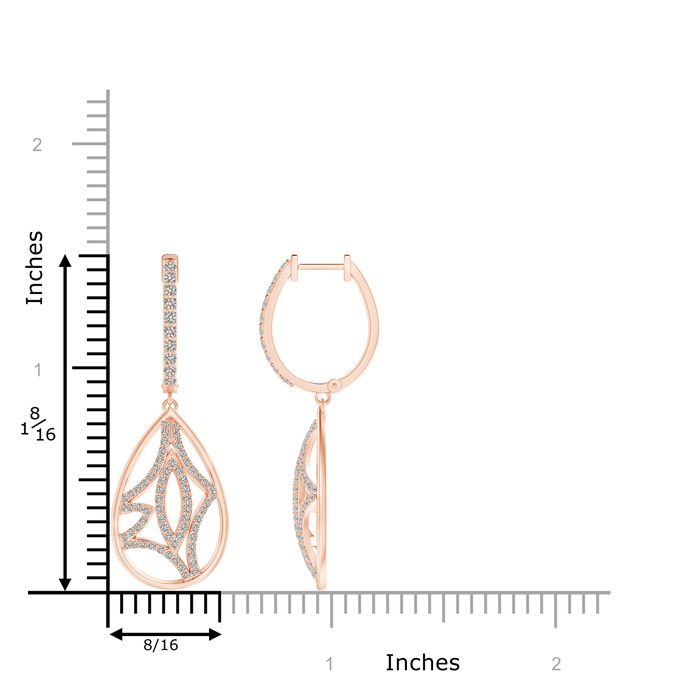 1.3mm KI3 Diamond Lattice Drop Hoop Earrings in Rose Gold product image