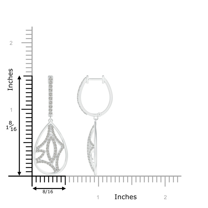 1.3mm KI3 Diamond Lattice Drop Hoop Earrings in White Gold product image