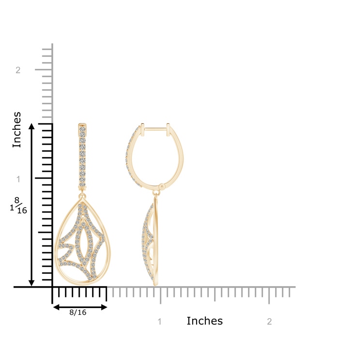 1.3mm KI3 Diamond Lattice Drop Hoop Earrings in Yellow Gold product image