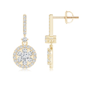 2.2mm GVS2 Diamond Clustre Drop Earrings with Halo in Yellow Gold