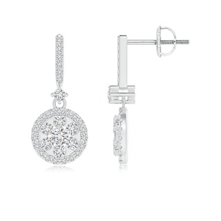 2.2mm HSI2 Diamond Clustre Drop Earrings with Halo in White Gold