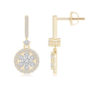 2.2mm HSI2 Diamond Clustre Drop Earrings with Halo in Yellow Gold