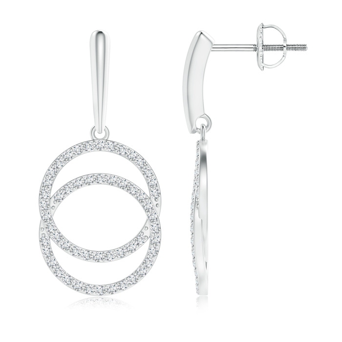 0.9mm GVS2 Diamond Interlocking Circle Dangle Earrings in White Gold