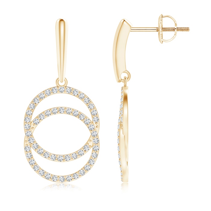 0.9mm GVS2 Diamond Interlocking Circle Dangle Earrings in Yellow Gold