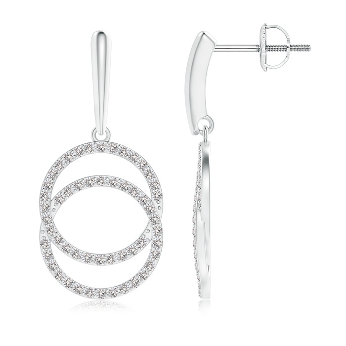 0.9mm IJI1I2 Diamond Interlocking Circle Dangle Earrings in White Gold 