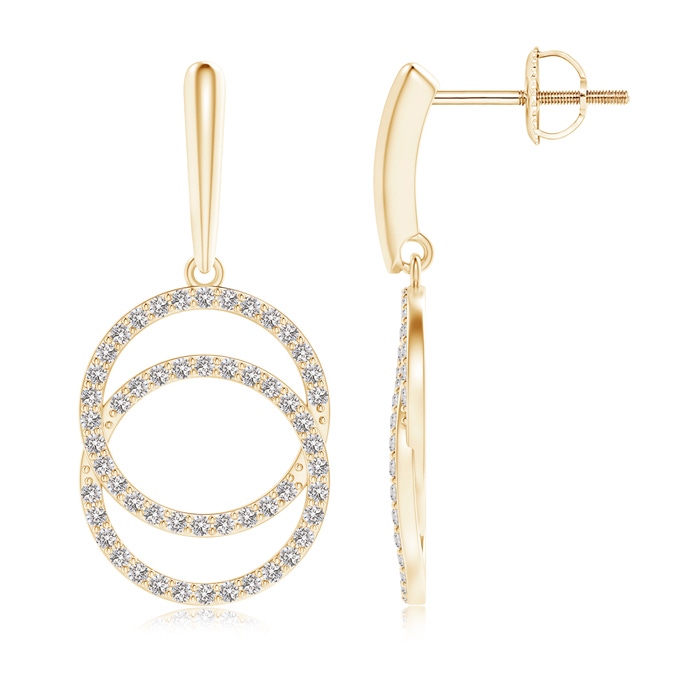 0.9mm IJI1I2 Diamond Interlocking Circle Dangle Earrings in Yellow Gold 