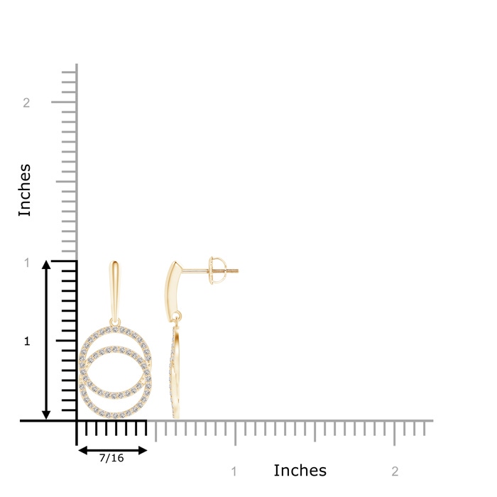 0.9mm IJI1I2 Diamond Interlocking Circle Dangle Earrings in Yellow Gold product image