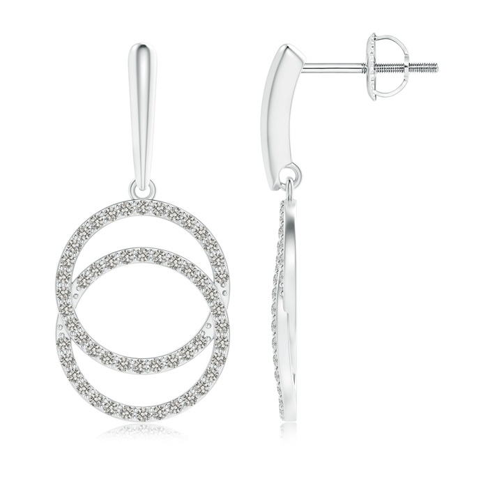 0.9mm KI3 Diamond Interlocking Circle Dangle Earrings in White Gold 