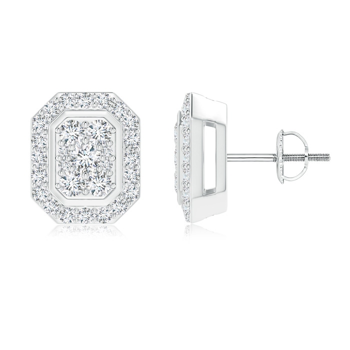 2.2mm GVS2 Composite Diamond Octagon Stud Earrings in White Gold 