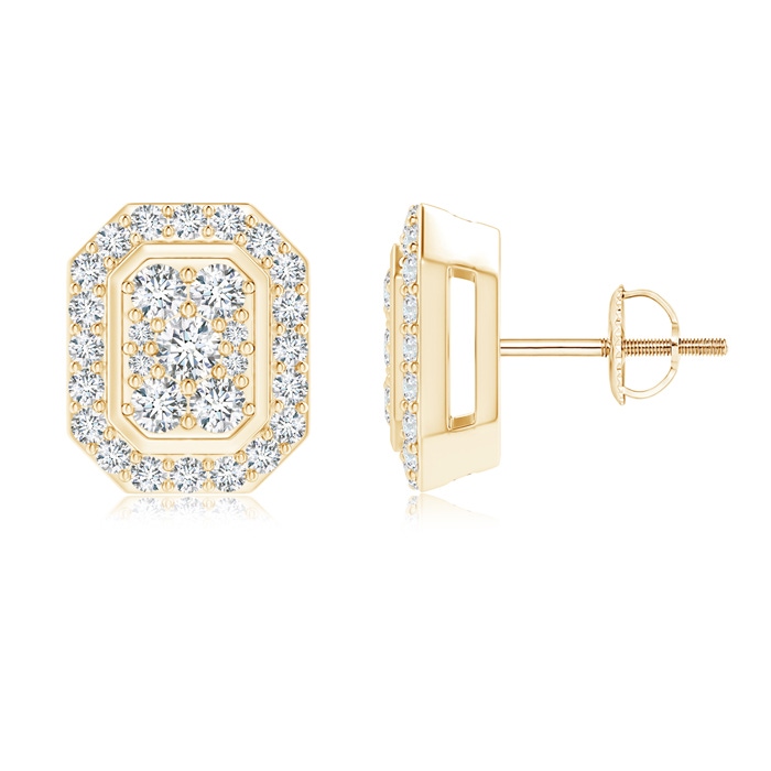 2.2mm GVS2 Composite Diamond Octagon Stud Earrings in Yellow Gold
