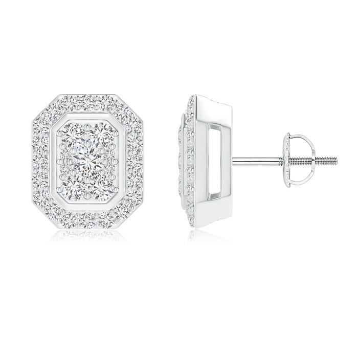 2.2mm HSI2 Composite Diamond Octagon Stud Earrings in White Gold