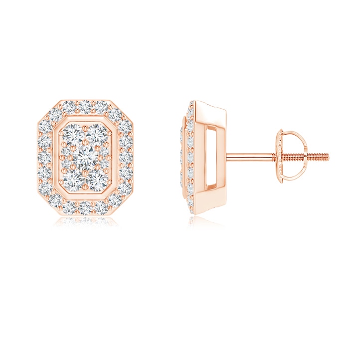 2mm GVS2 Composite Diamond Octagon Stud Earrings in Rose Gold