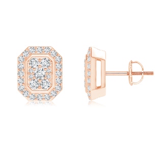 2mm GVS2 Composite Diamond Octagon Stud Earrings in Rose Gold