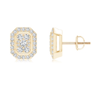 2mm GVS2 Composite Diamond Octagon Stud Earrings in Yellow Gold