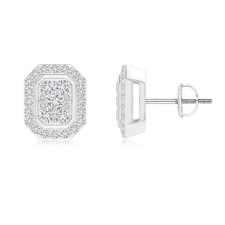 2mm HSI2 Composite Diamond Octagon Stud Earrings in White Gold